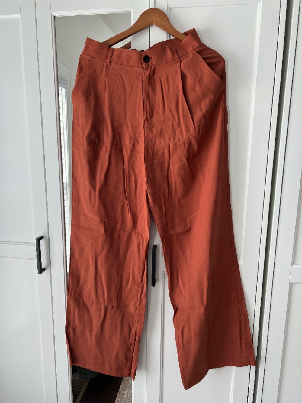 ZARA High-Waisted Wide Leg Pleated Trousers - Terracotta / Rust - Medium